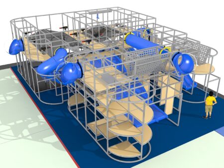 Parque infantil coberto GPS 1247 - 16 m de altura x 4,2 m de largura x 11,9 m de comprimento