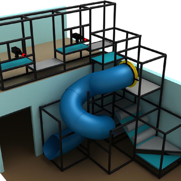 Parque infantil interior GPS232 – 17 pies de alto x 16 pies de ancho x 14 pies.