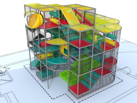 Parque infantil interior GPS1276 - 21 pies de alto x 24 pies de ancho x 24 pies.